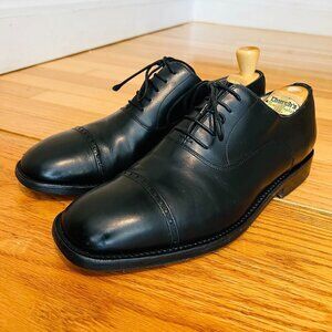Salvatore Ferragamo Black Leather Cap Toe Oxford Dress Shoes US 9 Made in Italy